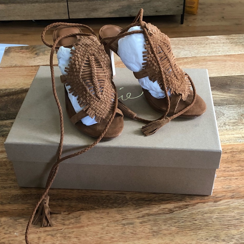 NWT leather, strappy heels